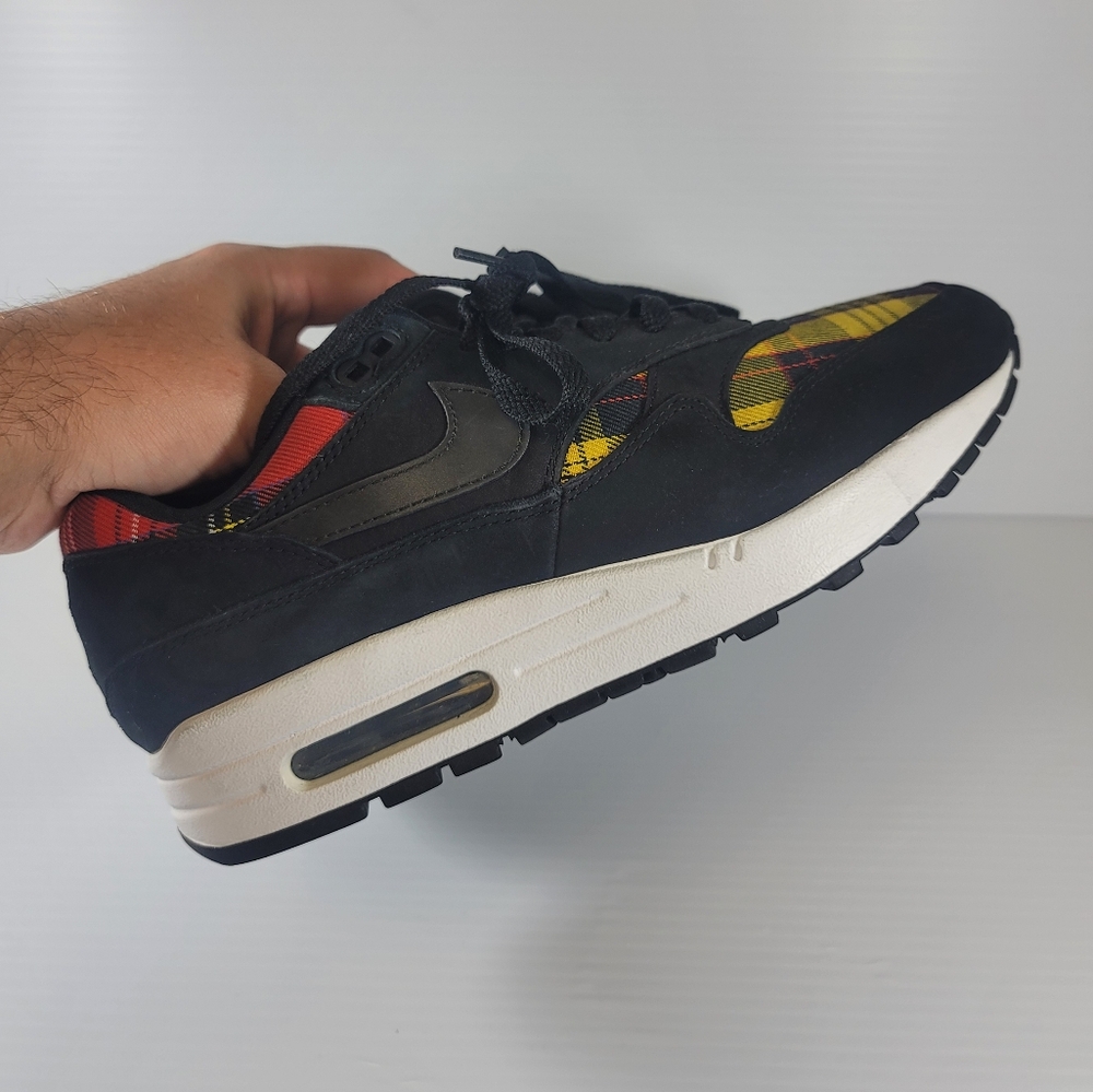 Nike Air Max 1 SE Tartan Women's Sneakers Size 8 Black Plaid Shoes Rare Used - Picture 5 of 11